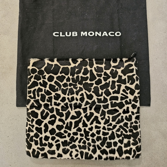 Club Monaco Handbags - Club Monaco Pony Hair zip pouch folded clutch, dust bag included w/ hanging loop